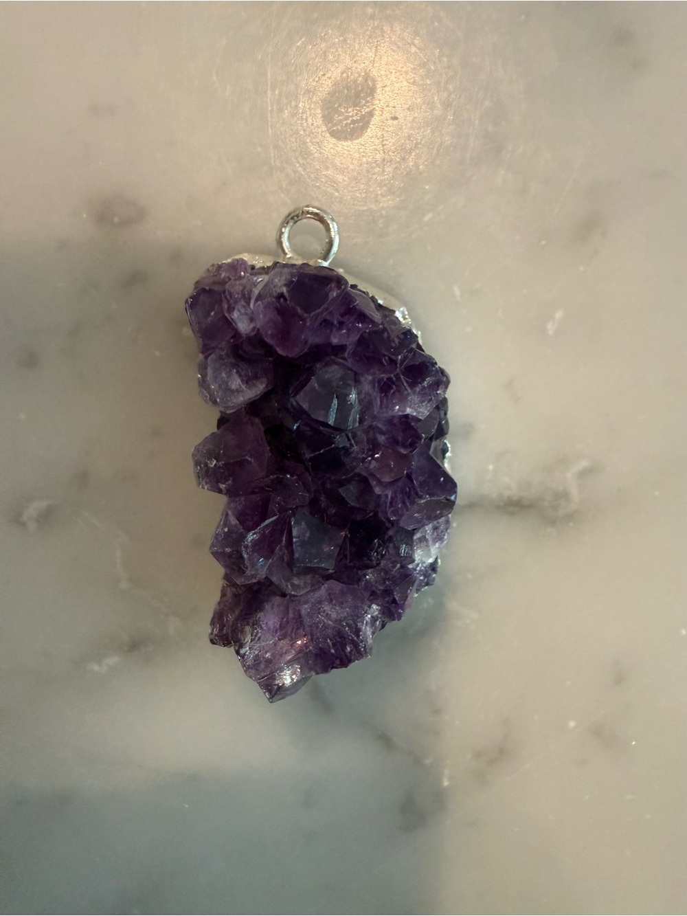 Amethyst Crystal Cluster Pendant - Purple